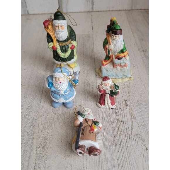 Santa Claus Vintage variety ornament Xmas set rustic decor - Picture 1 of 7